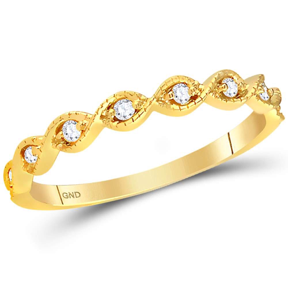 14kt Yellow Gold Womens Round Diamond Twist Stackable: 14kt Yellow Gold Womens Round Diamond Twist Stackable Band Ring 1/10 Cttw Manufacturer's Suggested Retail Price: $880.00 Manufacturer Model: GND-118587 Description