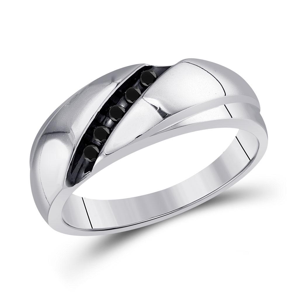 Sterling Silver Mens Round Black Color Enhanced Diamond: Sterling Silver Mens Round Black Color Enhanced Diamond Diagonal Row Band Ring 1/8 Cttw Manufacturer's Suggested Retail Price: $150.00 Manufacturer Model: GND-81567 Description</