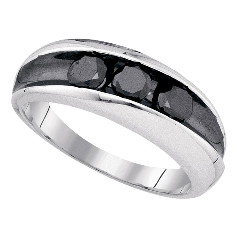 Sterling Silver Mens Round Black Color Enhanced Diamond: Sterling Silver Mens Round Black Color Enhanced Diamond 3-stone Band Ring 1.00 Cttw Manufacturer's Suggested Retail Price: $530.00 Manufacturer Model: GND-81568 Description