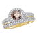 14kt Yellow Gold Womens Round Brown Diamond Bridal