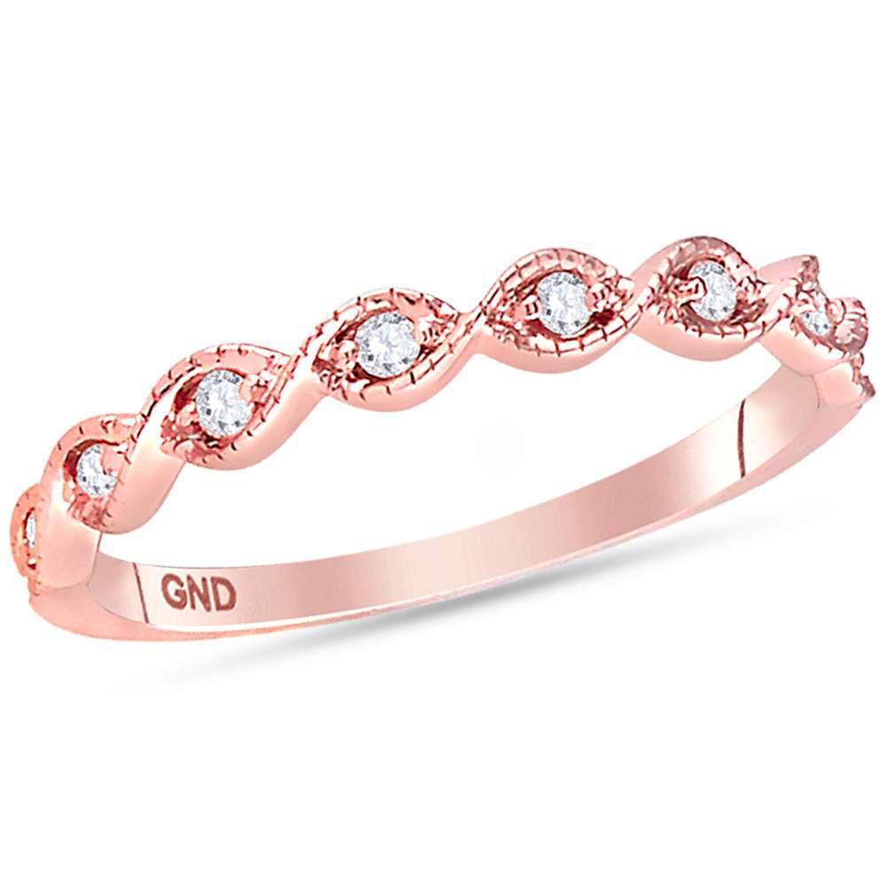 14kt Rose Gold Womens Round Diamond Twist Stackable: 14kt Rose Gold Womens Round Diamond Twist Stackable Band Ring 1/10 Cttw Manufacturer's Suggested Retail Price: $ 880.00