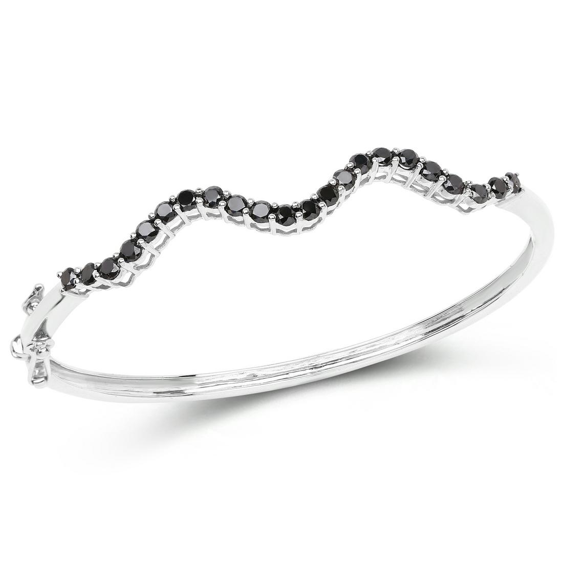2.31 Carat Genuine Black Diamond .925 Sterling Silver: 2.31 Carat Genuine Black Diamond .925 Sterling Silver Bangle - SKU: RQBANGLE188BD-SSR Manufacturer's Suggested Retail Price: $ 1110.00 Mainstone: Black Diamond Round/2.70-2.90mm - 22/2.31 ctw Natural 