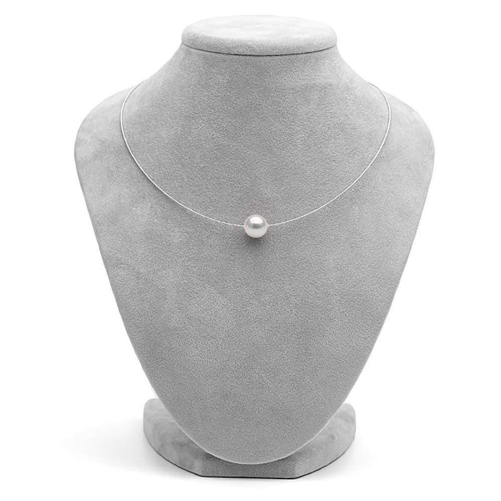 White South Sea Round Pearl Solitaire Fixed Omega: White South Sea Round Pearl Solitaire Fixed Omega Necklace 14K Yellow Gold / 11.0-12.0mm / 16-Inches