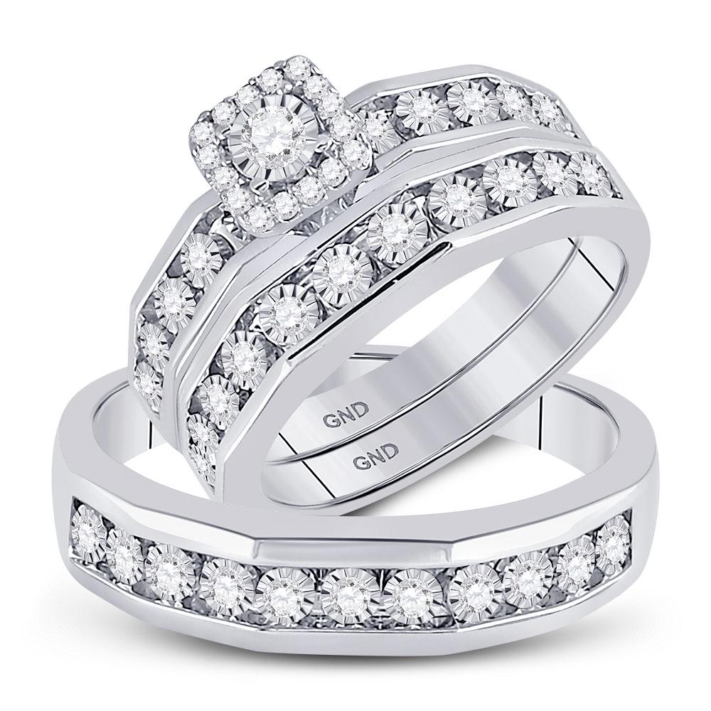 10kt White Gold His Hers Round Diamond Solitaire: 10kt White Gold His Hers Round Diamond Solitaire Matching Wedding Set 3/8 Cttw Manufacturer's Ref. No.: 148792 Manufacturer's Suggested Retail Price: $ 3230.00