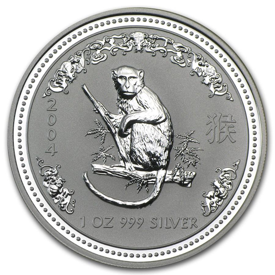 2004 Australia 1 oz Silver Year of the Monkey BU: 2004 Australia 1 oz Silver Year of the Monkey BU (Series I) Your winning item will match the quality of the product shown. Dates will be according to listing, may or may not vary.