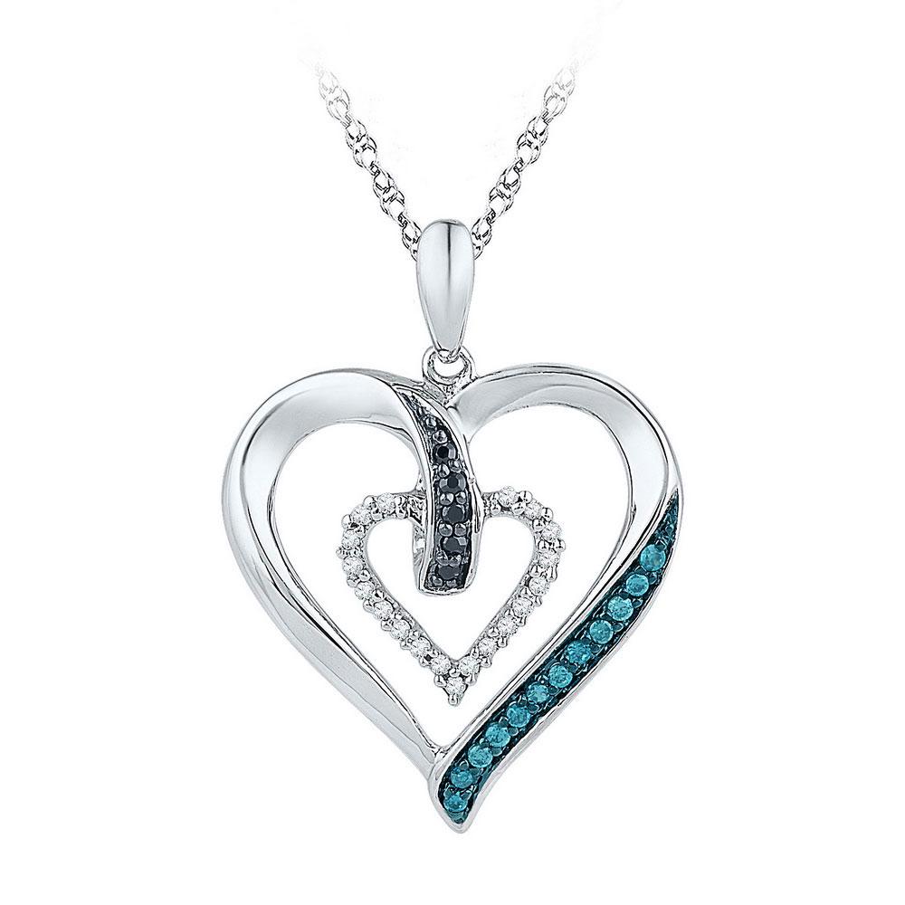10kt White Gold Womens Round Black Blue Color Enhanced: 10kt White Gold Womens Round Black Blue Color Enhanced Diamond Heart Pendant 1/6 Cttw Manufacturer's Ref. No.: 97412 Manufacturer's Suggested Retail Price: $ 940.00