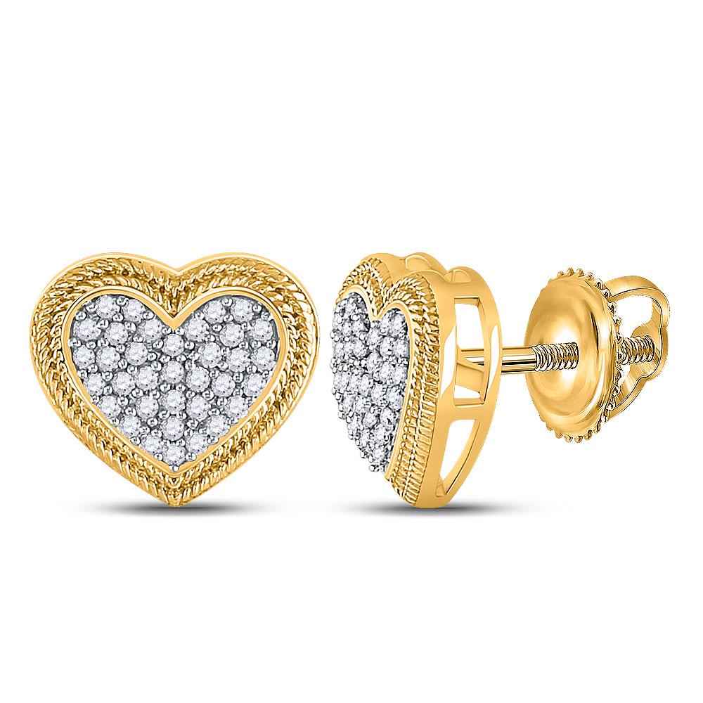 10kt Yellow Gold Womens Round Diamond Heart Cluster: 10kt Yellow Gold Womens Round Diamond Heart Cluster Earrings 1/5 Cttw Manufacturer's Ref. No.: 93571 Manufacturer's Suggested Retail Price: $ 880.00