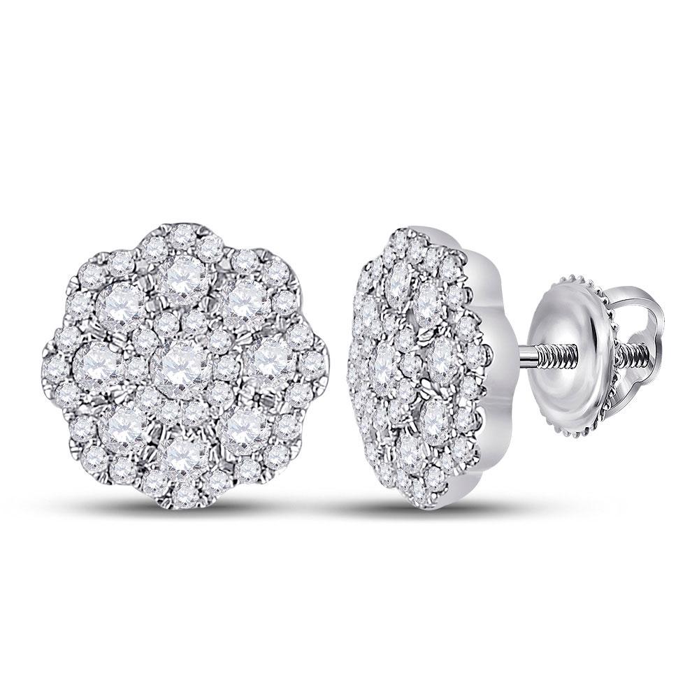 14kt White Gold Womens Round Diamond Flower Cluster: 14kt White Gold Womens Round Diamond Flower Cluster Earrings 3/4 Cttw Manufacturer's Ref. No.: 115445 Manufacturer's Suggested Retail Price: $ 3410.00