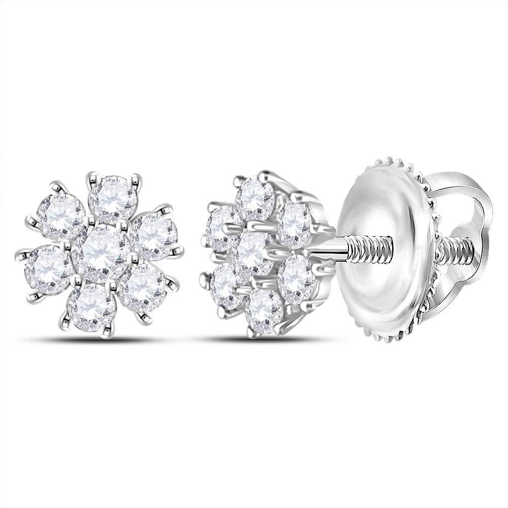 14kt White Gold Womens Round Diamond Flower Cluster: 14kt White Gold Womens Round Diamond Flower Cluster Burst Earrings 1/8 Cttw Manufacturer's Ref. No.: 119550 Manufacturer's Suggested Retail Price: $ 650.00