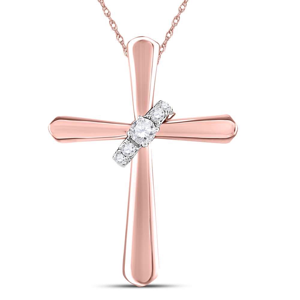 14kt Rose Gold Womens Round Diamond Cross Pendant 1/10: 14kt Rose Gold Womens Round Diamond Cross Pendant 1/10 Cttw Manufacturer's Ref. No.: 119597 Manufacturer's Suggested Retail Price: $ 740.00