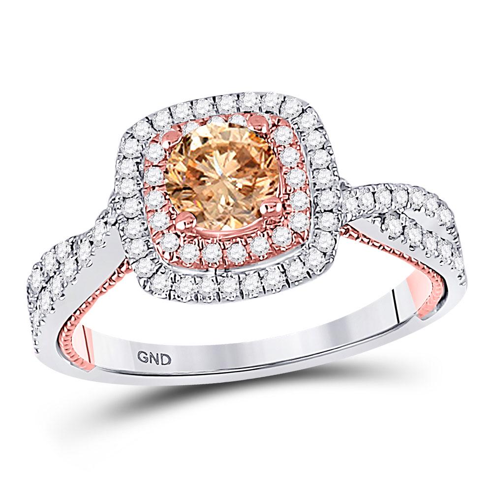 14kt Two-tone Gold Round Brown Diamond Solitaire Bridal: 14kt Two-tone Gold Round Brown Diamond Solitaire Bridal Wedding Engagement Ring 1 Cttw Manufacturer's Ref. No.: 148817 Manufacturer's Suggested Retail Price: $ 4530.00