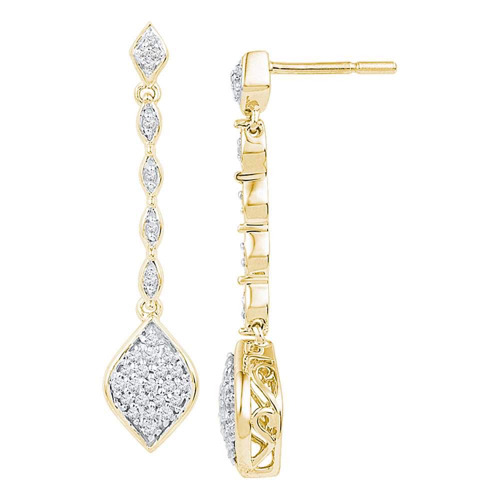 10kt Yellow Gold Womens Round Diamond Cluster Dangle: 10kt Yellow Gold Womens Round Diamond Cluster Dangle Drop Earrings 1/4 Cttw Manufacturer's Ref. No.: 108741 Manufacturer's Suggested Retail Price: $ 1180.00