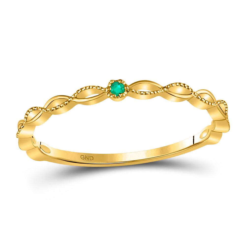 10kt Yellow Gold Womens Round Emerald Solitaire: 10kt Yellow Gold Womens Round Emerald Solitaire Milgrain Stackable Band Ring .01 Cttw Manufacturer's Ref. No.: 127795 Manufacturer's Suggested Retail Price: $ 470.00