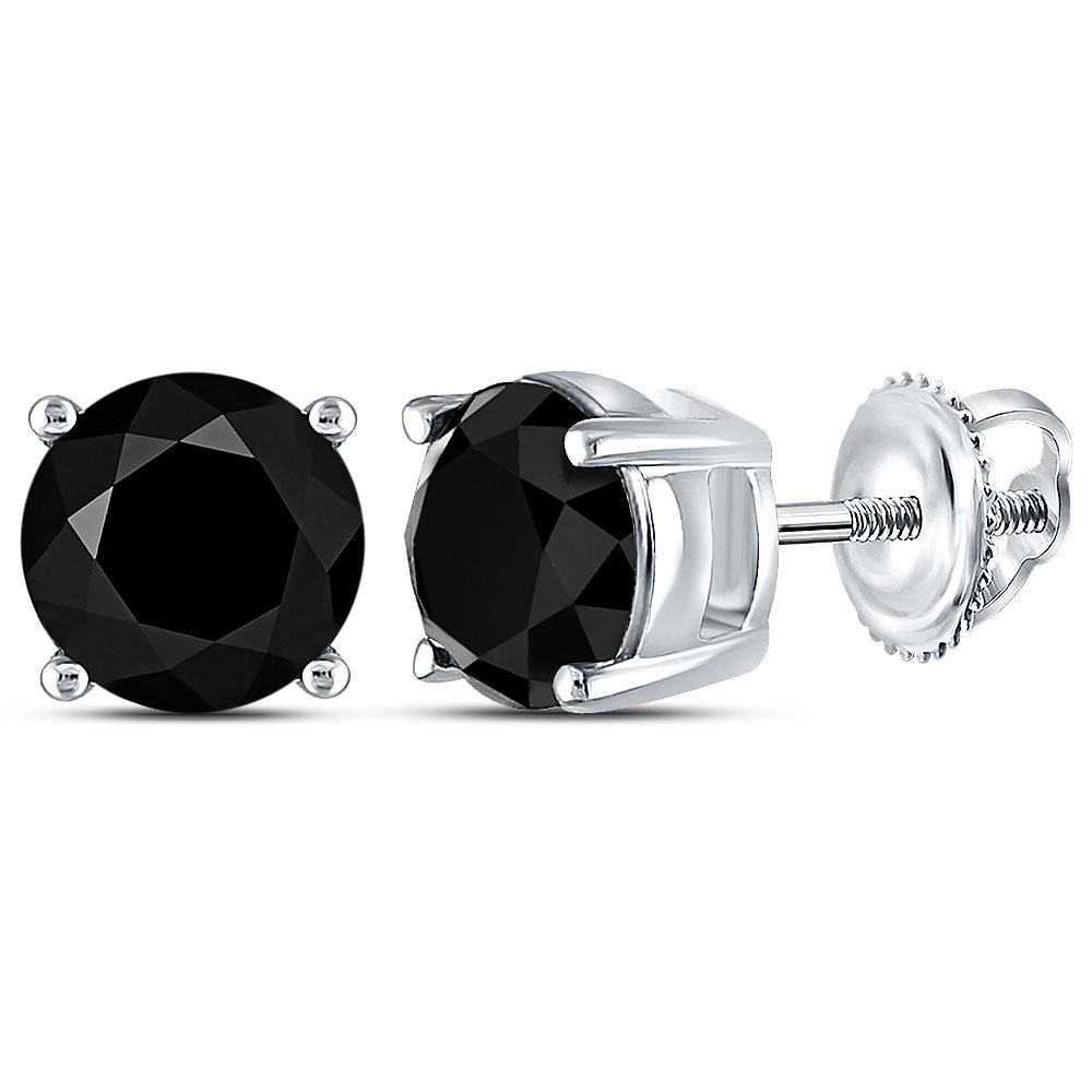 10kt White Gold Womens Round Black Color Enhanced: 10kt White Gold Womens Round Black Color Enhanced Diamond Solitaire Earrings 3 Cttw Manufacturer's Ref. No.: 75535 Manufacturer's Suggested Retail Price: $ 2120.00