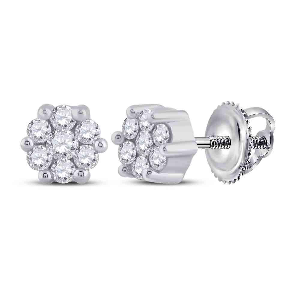 14kt White Gold Womens Round Diamond Flower Cluster: 14kt White Gold Womens Round Diamond Flower Cluster Earrings 1/6 Cttw Manufacturer's Ref. No.: 9276 Manufacturer's Suggested Retail Price: $ 820.00