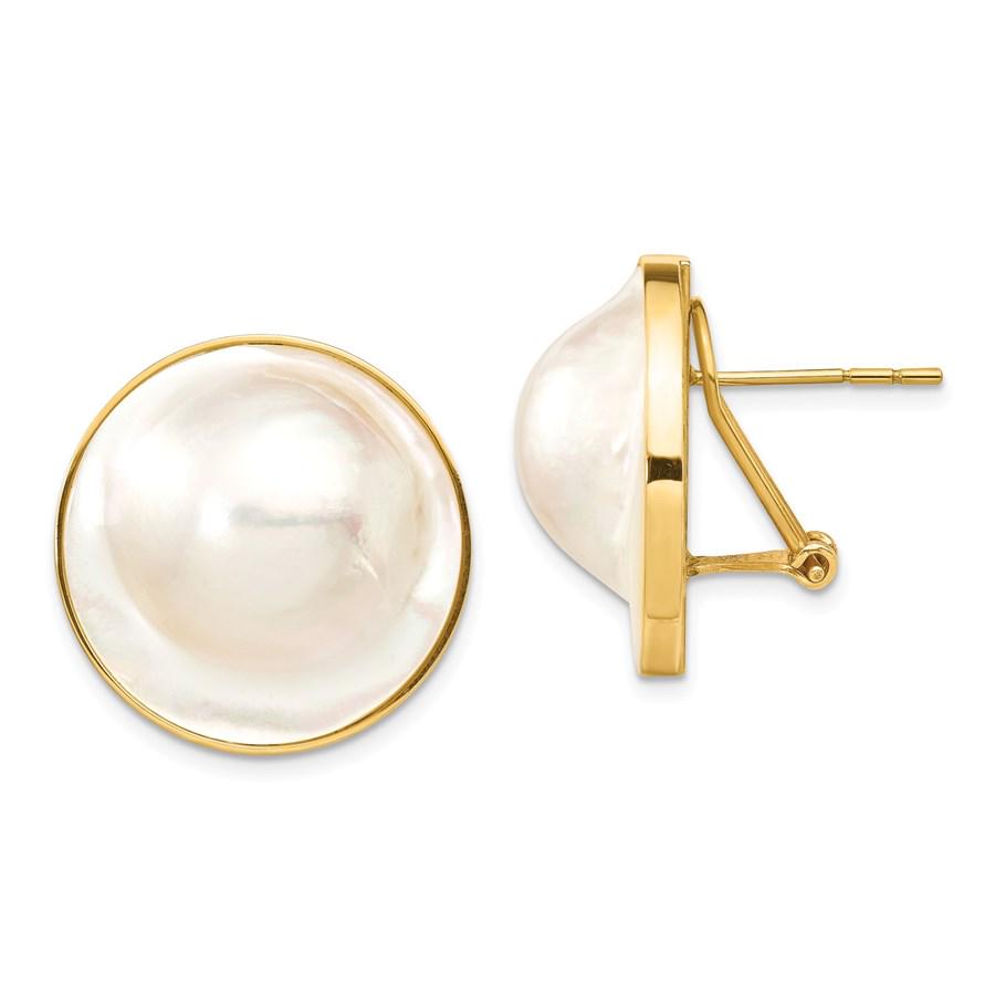 14k Yellow Gold White Mabe Pearl Omega Back Earrings -: 14k Yellow Gold White Mabe Pearl Omega Back Earrings - 20-21 mm Your winning item will match the quality of the product shown. Dates will be according to listing, may or may not vary.