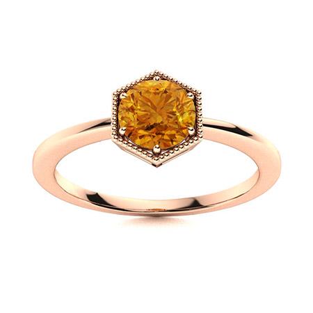 Natural 0.62 CTW Citrine Solitaire Ring 18K Rose Gold: Natural 0.62 CTW Citrine Solitaire Ring 18K Rose Gold Manufacturer's Suggested Retail Price: $1380.00 Center Stone: 1 Citrine @ 0.62 ctw Center Stone Color: Orange-brown Center Stone Clarity: AAAA Cen
