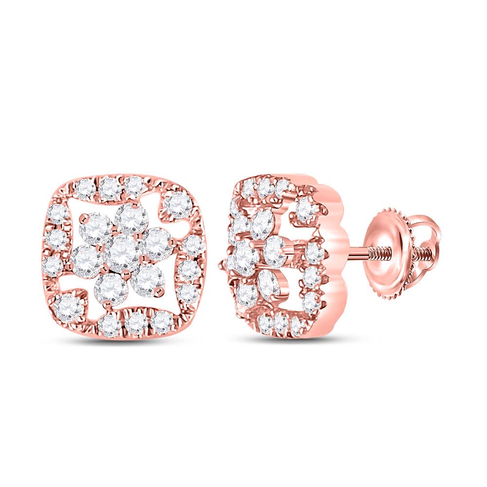 14kt Rose Gold Womens Round Diamond Square Floral: 14kt Rose Gold Womens Round Diamond Square Floral Cluster Earrings 3/8 Cttw Manufacturer's Ref. No.: 150600 Manufacturer's Suggested Retail Price: $ 1620.00