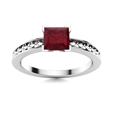 Natural 1.0 CTW Ruby Solitaire Ring 18K White Gold: Natural 1.0 CTW Ruby Solitaire Ring 18K White Gold Manufacturer's Suggested Retail Price: $5460.00 Center Stone: 1 Ruby @ 1 ctw Center Stone Color: Red Center Stone Clarity: AAAA Center Stone Shape: P