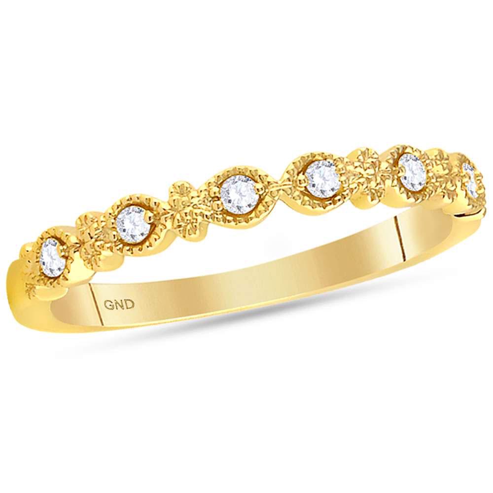 14kt Yellow Gold Womens Round Diamond Milgrain: 14kt Yellow Gold Womens Round Diamond Milgrain Stackable Band Ring 1/10 Cttw Manufacturer's Ref. No.: 118566 Manufacturer's Suggested Retail Price: $ 1230.00