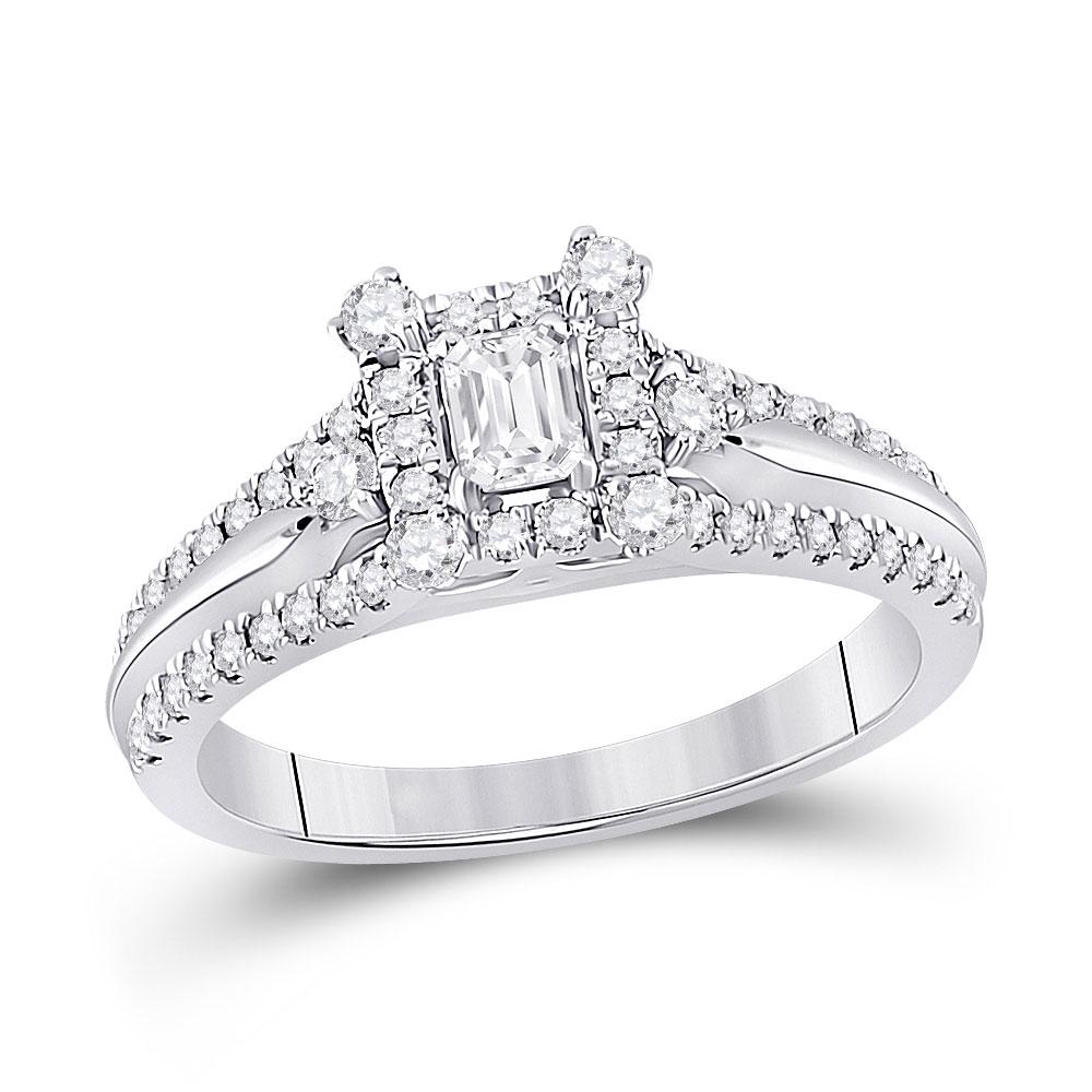 14kt White Gold Emerald Diamond Solitaire Bridal: 14kt White Gold Emerald Diamond Solitaire Bridal Wedding Engagement Ring 3/4 Cttw Manufacturer's Ref. No.: 151924 Manufacturer's Suggested Retail Price: $ 4120.00