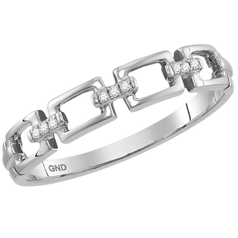 Diamond Chain Link Stackable Band Ring .03 Cttw 10kt: 10kt White Gold Womens Round Diamond Chain Link Stackable Band Ring .03 Cttw SKU: GD118250