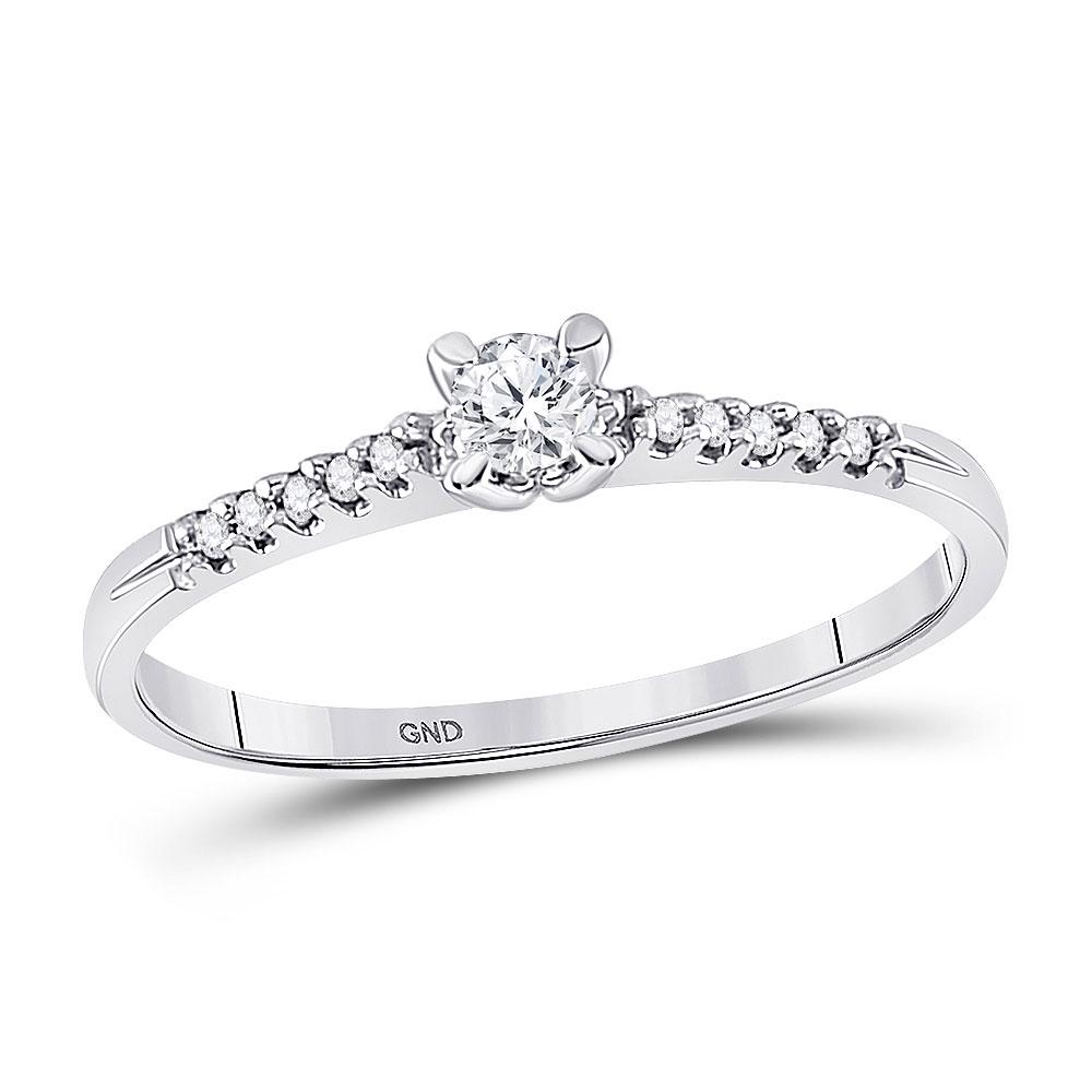 Diamond Solitaire Promise Ring 1/8 Cttw 10kt White Gold: 10kt White Gold Womens Round Diamond Solitaire Promise Ring 1/8 Cttw SKU: GD100218