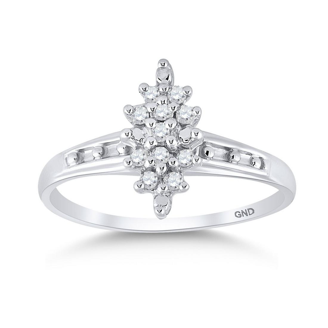Diamond Cluster Ring 1/10 Cttw Sterling Silver: Sterling Silver Womens Round Diamond Cluster Ring 1/10 Cttw SKU: GD48270