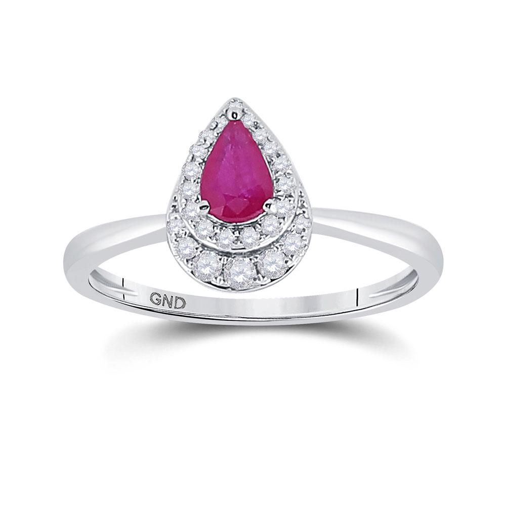 14kt White Gold Womens Pear Ruby Diamond Teardrop Halo: 14kt White Gold Womens Pear Ruby Diamond Teardrop Halo Solitaire Ring 3/4 Cttw Manufacturer's Ref. No.: 152993 Manufacturer's Suggested Retail Price: $ 1330.00