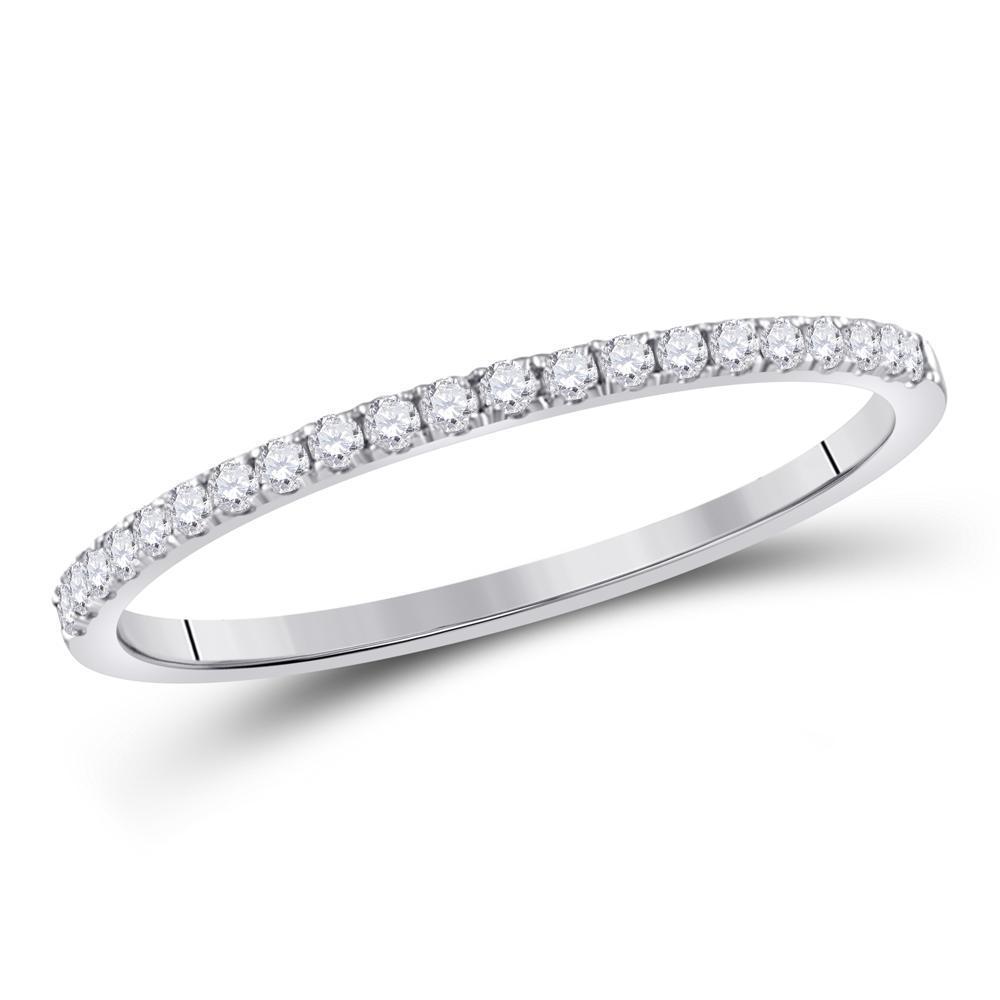 Diamond Stackable Band Ring 1/6 Cttw 14kt White Gold: 14kt White Gold Womens Round Diamond Stackable Band Ring 1/6 Cttw SKU: GD118724