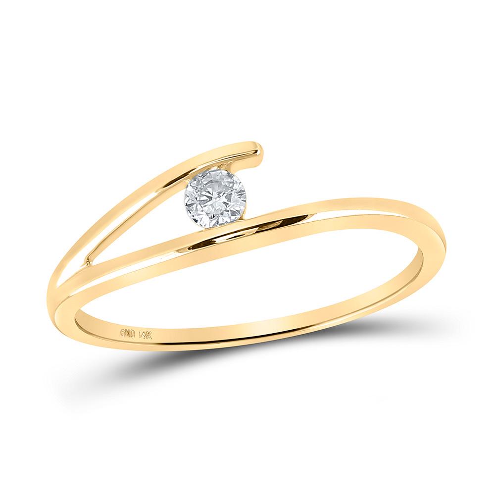 Diamond Solitaire Promise Ring 1/10 Cttw 14kt Yellow: 14kt Yellow Gold Womens Round Diamond Solitaire Promise Ring 1/10 Cttw SKU: GD48823