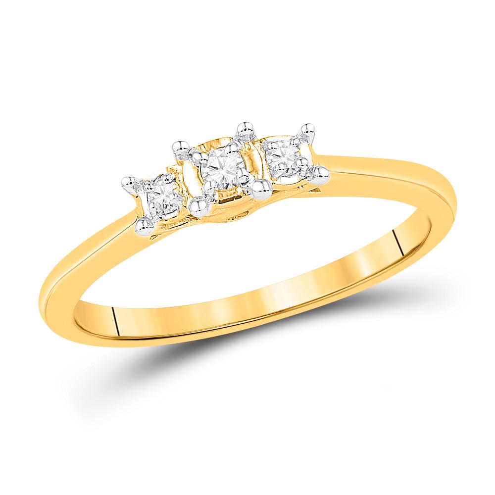 Diamond 3-stone Bridal Wedding Engagement Ring 1/12: 10kt Yellow Gold Round Diamond 3-stone Bridal Wedding Engagement Ring 1/12 Cttw SKU: GD101776