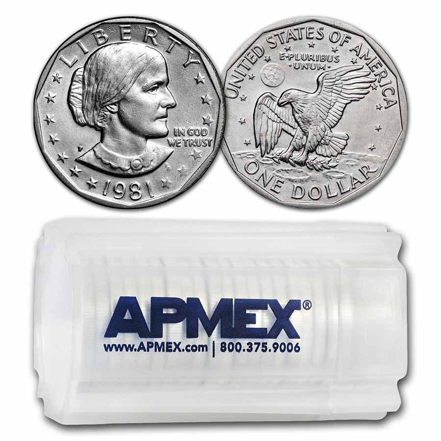 1981-P SBA 20-Coin Roll BU: One piece 1981-P SBA 20-Coin Roll BU America's first small sized dollars! The Susan B. Anthony dollar aims to commemorate her life and fight for suffrage! SKU: RB38445