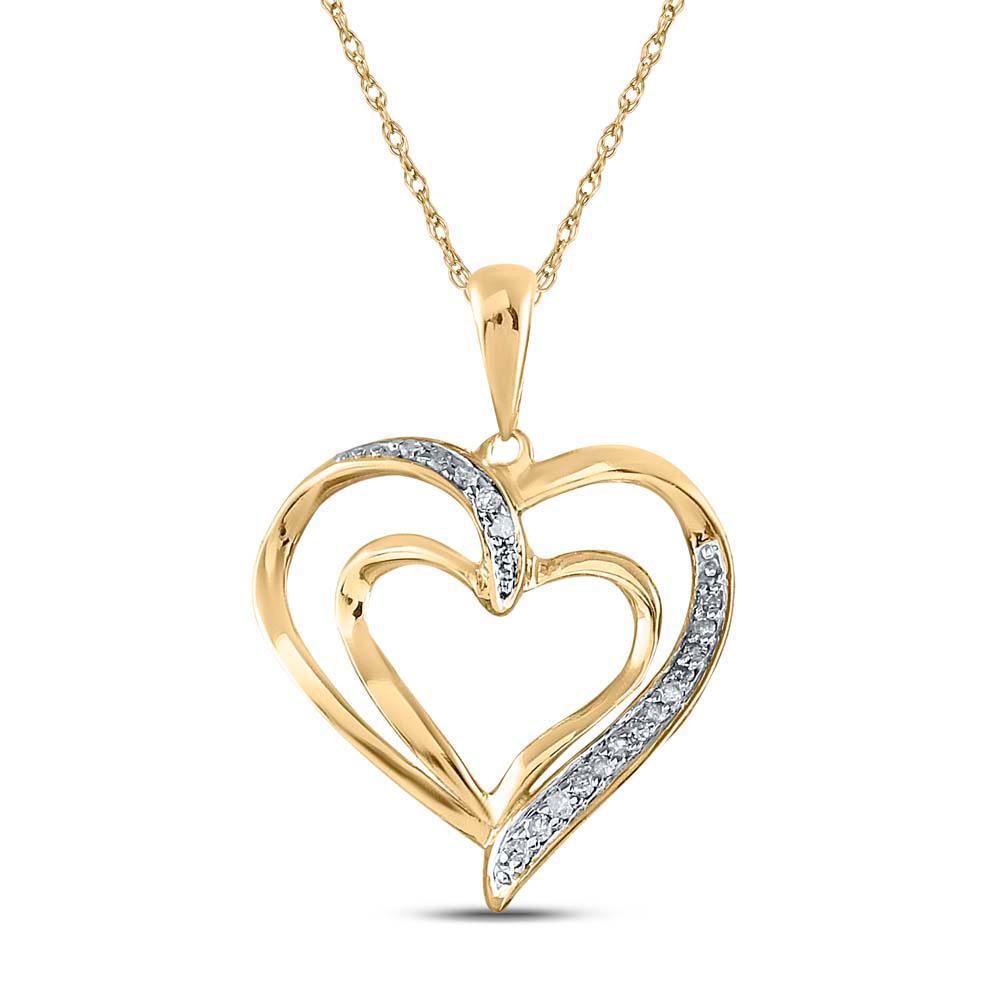 Diamond Heart Pendant 1/10 Cttw Yellow-tone Sterling: Yellow-tone Sterling Silver Womens Round Diamond Heart Pendant 1/10 Cttw SKU: GD75840