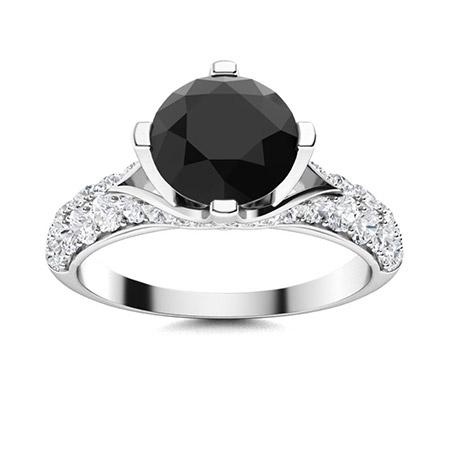 Natural 2.33 CTW Black & White Diamond Engagement Ring: Natural 2.33 CTW Black & White Diamond Engagement Ring 14K White Gold Manufacturer's Suggested Retail Price: $6900.00 Center Stone: 1 Black Diamond @ 1.51 ctw Center Stone Color: Black Center Stone Cl