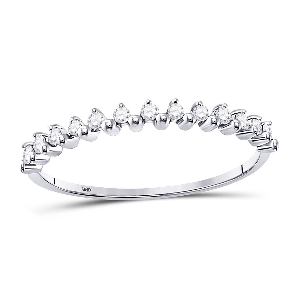 Diamond Stackable Band Ring 1/8 Cttw 10kt White Gold: 10kt White Gold Womens Round Diamond Stackable Band Ring 1/8 Cttw SKU: GD127775