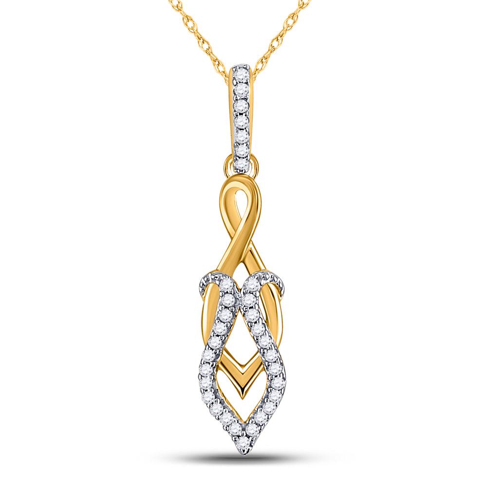 Diamond Spade Fashion Pendant 1/10 Cttw 10kt Yellow: 10kt Yellow Gold Womens Round Diamond Spade Fashion Pendant 1/10 Cttw SKU: GD98530