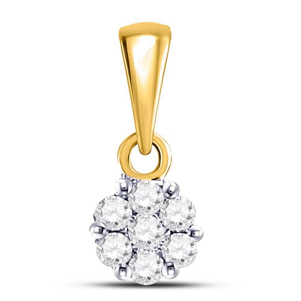 Diamond Flower Cluster Pendant 1/10 Cttw 14kt Yellow: 14kt Yellow Gold Womens Round Diamond Flower Cluster Pendant 1/10 Cttw SKU: GD9301