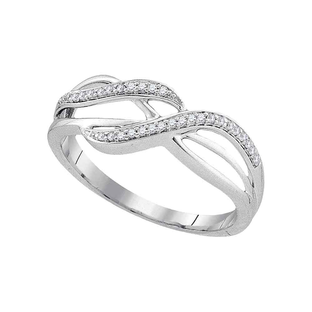Diamond Band Ring 1/10 Cttw 10kt White Gold: 10kt White Gold Womens Round Diamond Band Ring 1/10 Cttw SKU: GD93228