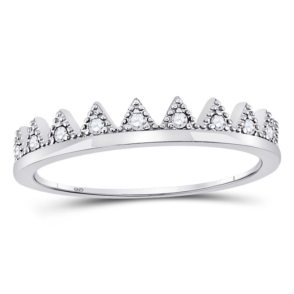 Diamond Chevron Stackable Band Ring 1/10 Cttw 10kt: 10kt White Gold Womens Round Diamond Chevron Stackable Band Ring 1/10 Cttw SKU: GD127763