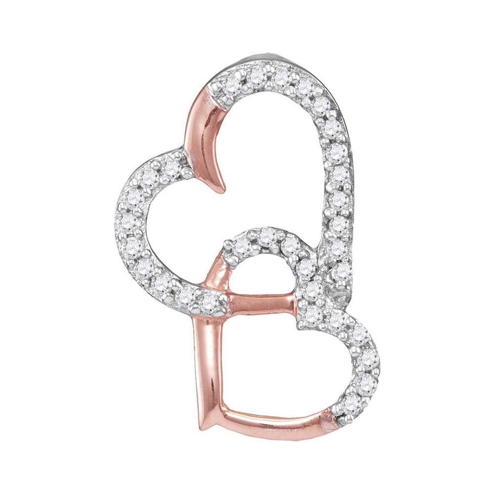 Diamond Heart Pendant 1/10 Cttw 10kt Rose Gold: 10kt Rose Gold Womens Round Diamond Heart Pendant 1/10 Cttw SKU: GD116609