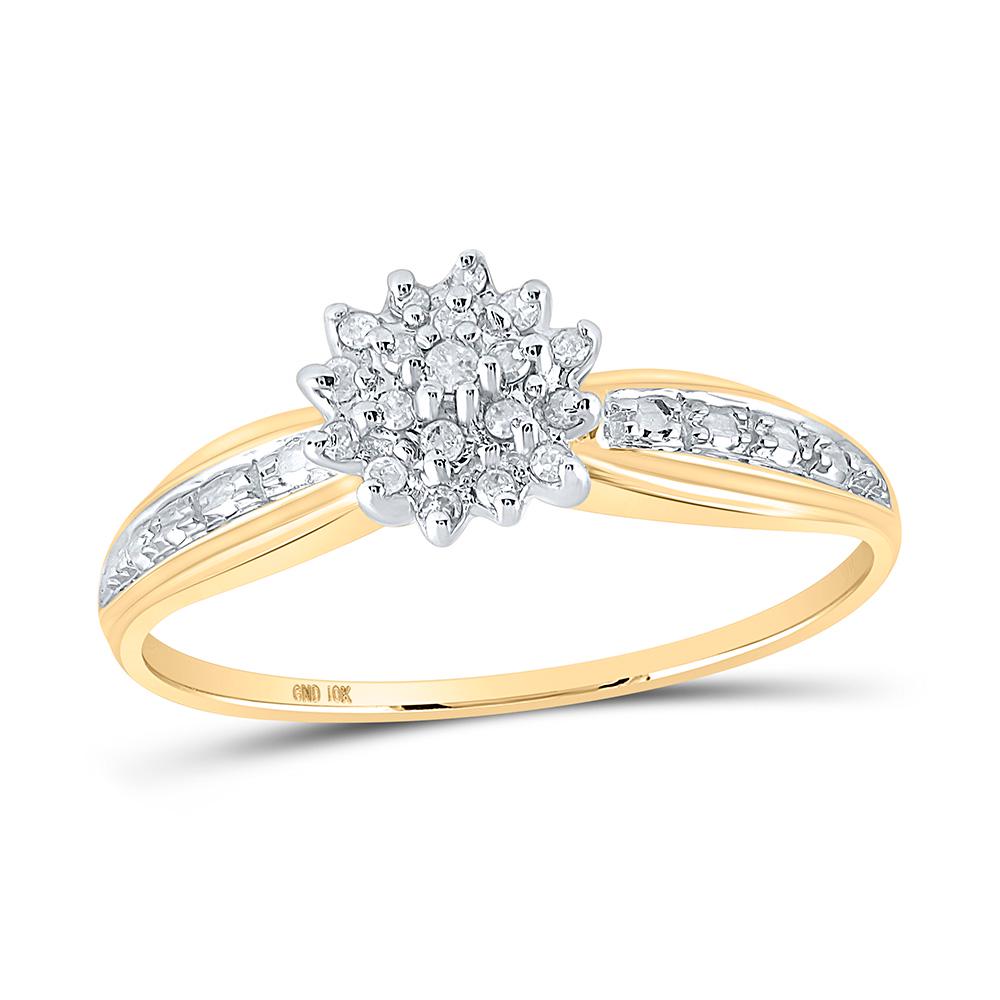 Diamond Cluster Ring 1/10 Cttw 10kt Yellow Gold: 10kt Yellow Gold Womens Round Diamond Cluster Ring 1/10 Cttw SKU: GD10224