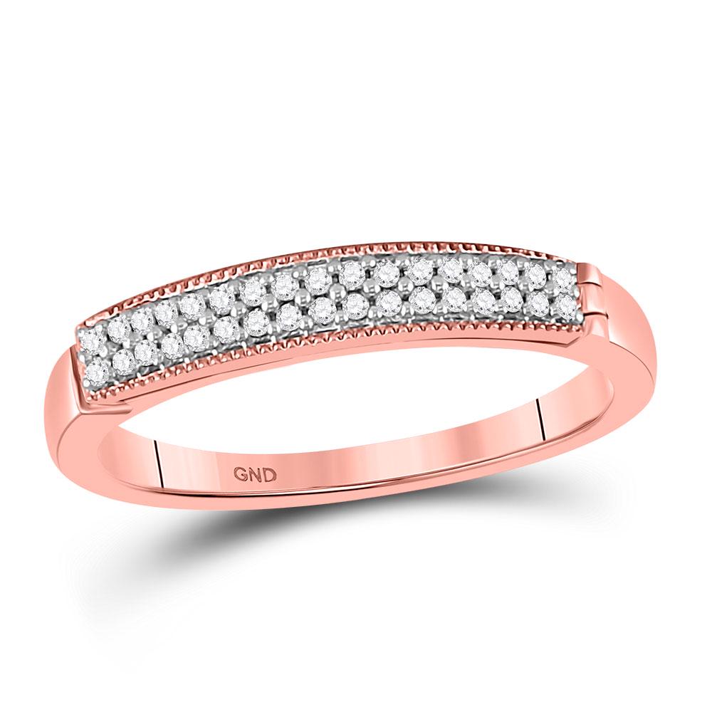 Diamond Pave Band Ring 1/10 Cttw 10kt Rose Gold: 10kt Rose Gold Womens Round Diamond Pave Band Ring 1/10 Cttw SKU: GD120667