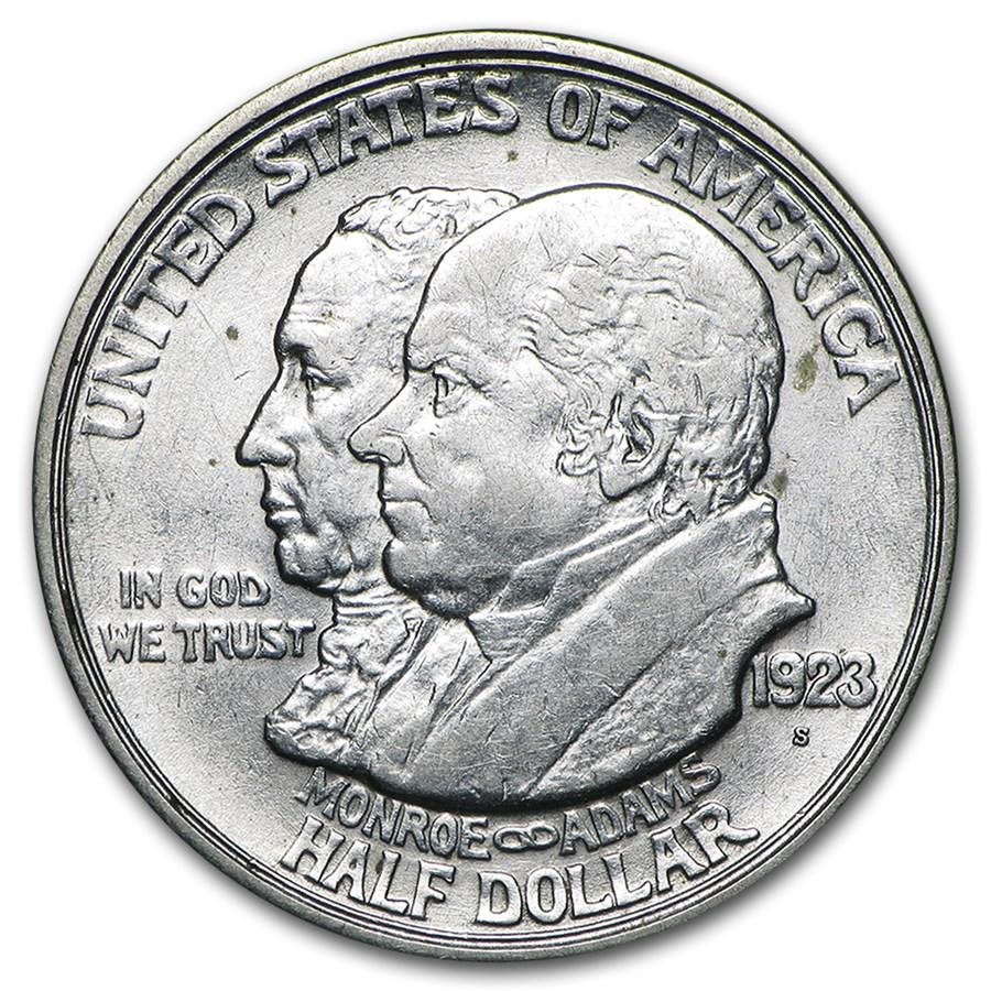 1923-S Monroe Doctrine Centennial Half AU: One piece 1923-S Monroe Doctrine Centennial Half AU The California film industry promoted this issue in conjunction with a motion picture exposition held in June 1923. SKU: RB11803