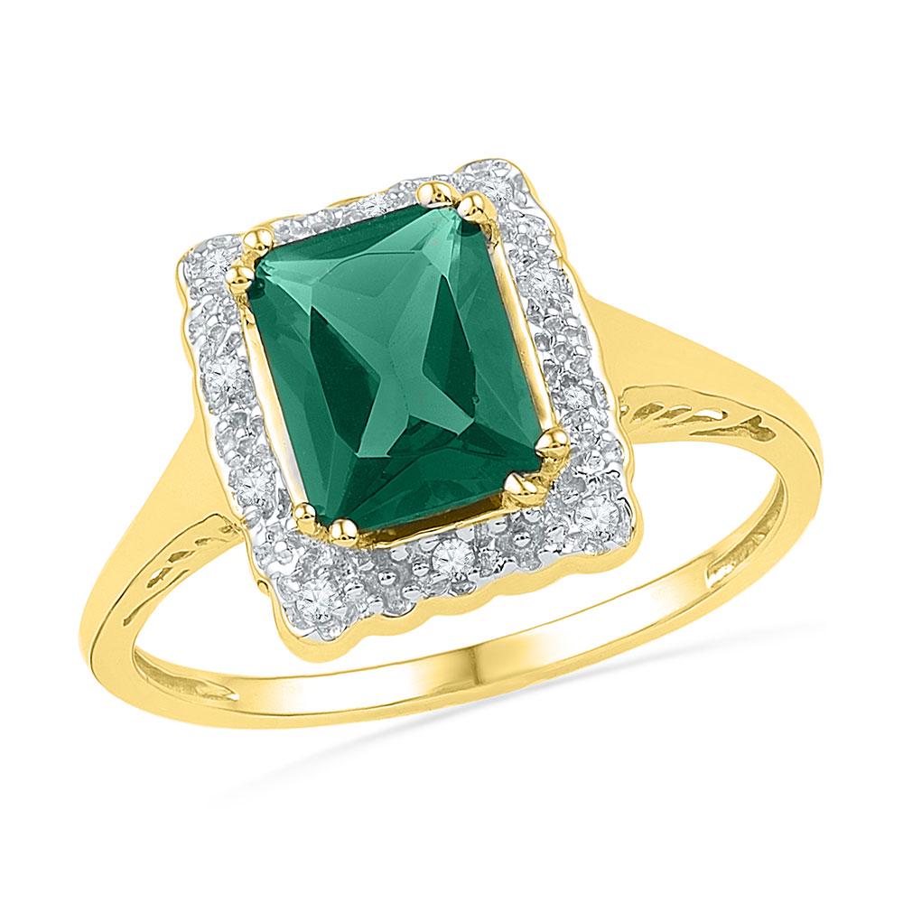 Emerald Lab-Created Emerald Solitaire Ring 1-3/4 Cttw: 10kt Yellow Gold Womens Emerald Lab-Created Emerald Solitaire Ring 1-3/4 Cttw SKU: GD101214