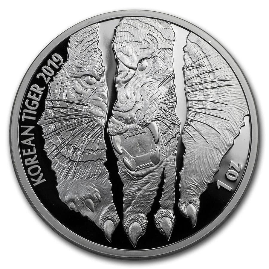 2019 South Korea 1 oz Silver Tiger Proof (w/Box & COA): One piece 2019 South Korea 1 oz Silver Tiger Proof (w/Box & COA) 2019 South Korea 1 oz Silver Tiger Proof (w/Box & COA) SKU: RB201916