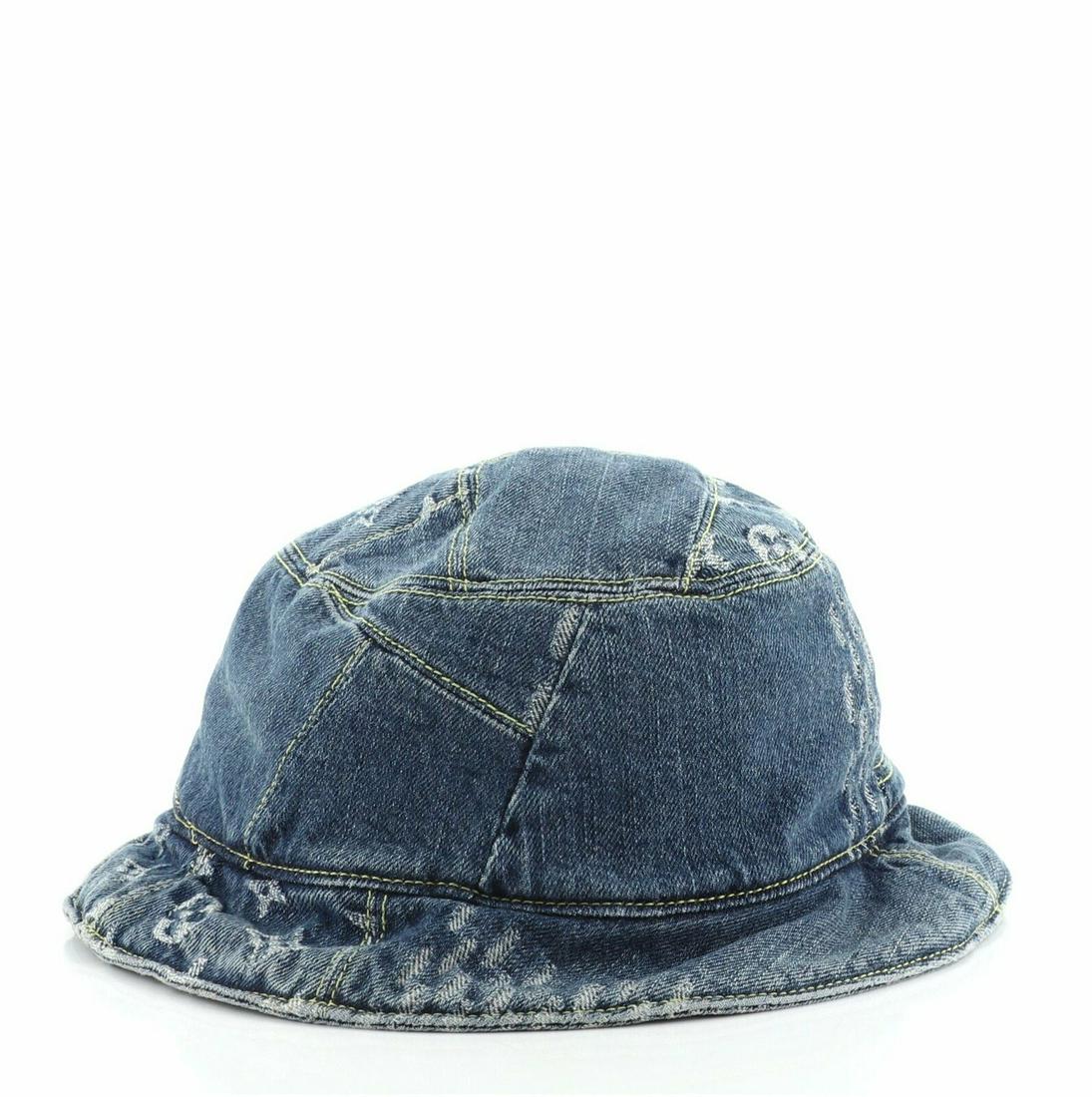 Louis Vuitton Nigo Sun Hat Limited Edition Giant Damier: Louis Vuitton Nigo Sun Hat Limited Edition Giant Damier and Monogram Denim Condition: Pre-owned: An item that has been used or worn previously. . Brand: Louis Vuitton Color: Blue Material: Denim Depar