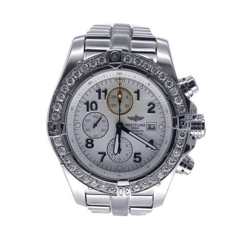 Breitling Super Avenger Stainless Steel 48.5mm: Breitling Super Avenger Stainless Steel 48.5mm This Breitling Super Avenger is sure to get you noticed! It is made of; stainless steel and complete with a 48.5MM case, with a white dial and the; date 
