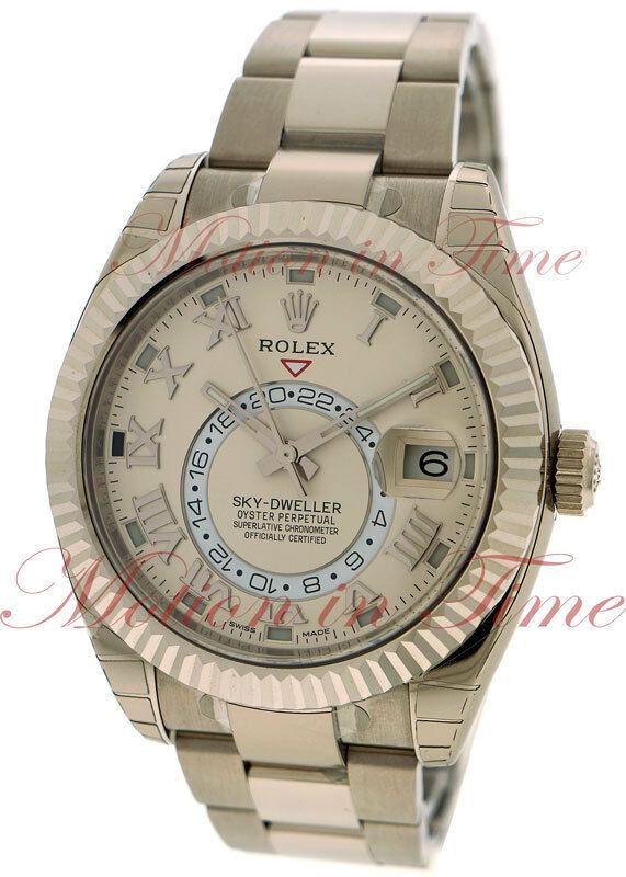 Rolex Sky Dweller 18k White Gold Annual Calendar Watch: Rolex Sky Dweller 18k White Gold Annual Calendar Watch 42mm GMT Dual Time 326939 Item description Reference No. 326939. Super Exclusive Sky Dweller from Rolex. As one of the best designs in this legen