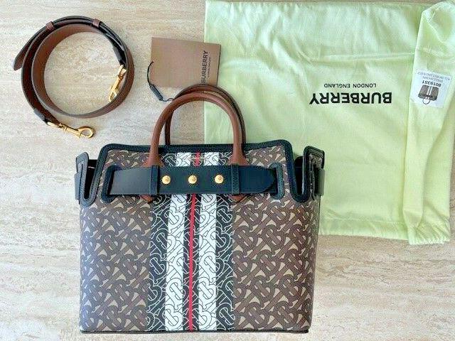 Burberry Small Handbag E-Canvas Belted Tote Authentic: Burberry Small Handbag E-Canvas Belted Tote Authentic Leather Cnvs Bag Italy NEW New with tags: A brand-new, unused, and unworn item (including handmade items) in the original packaging (such as the o